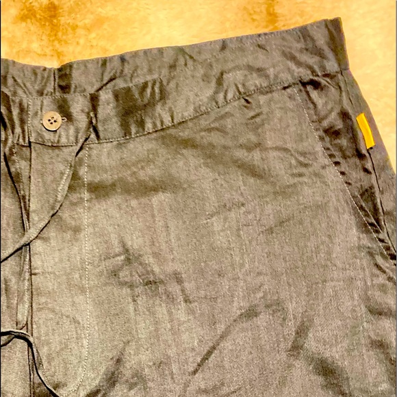 Capri MECCA Gold Linen 100% Capri Wide leg Pants Classic black embellished - Picture 2 of 8